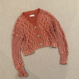 Pilcro Cable Knit Cropped Sweater - Rust